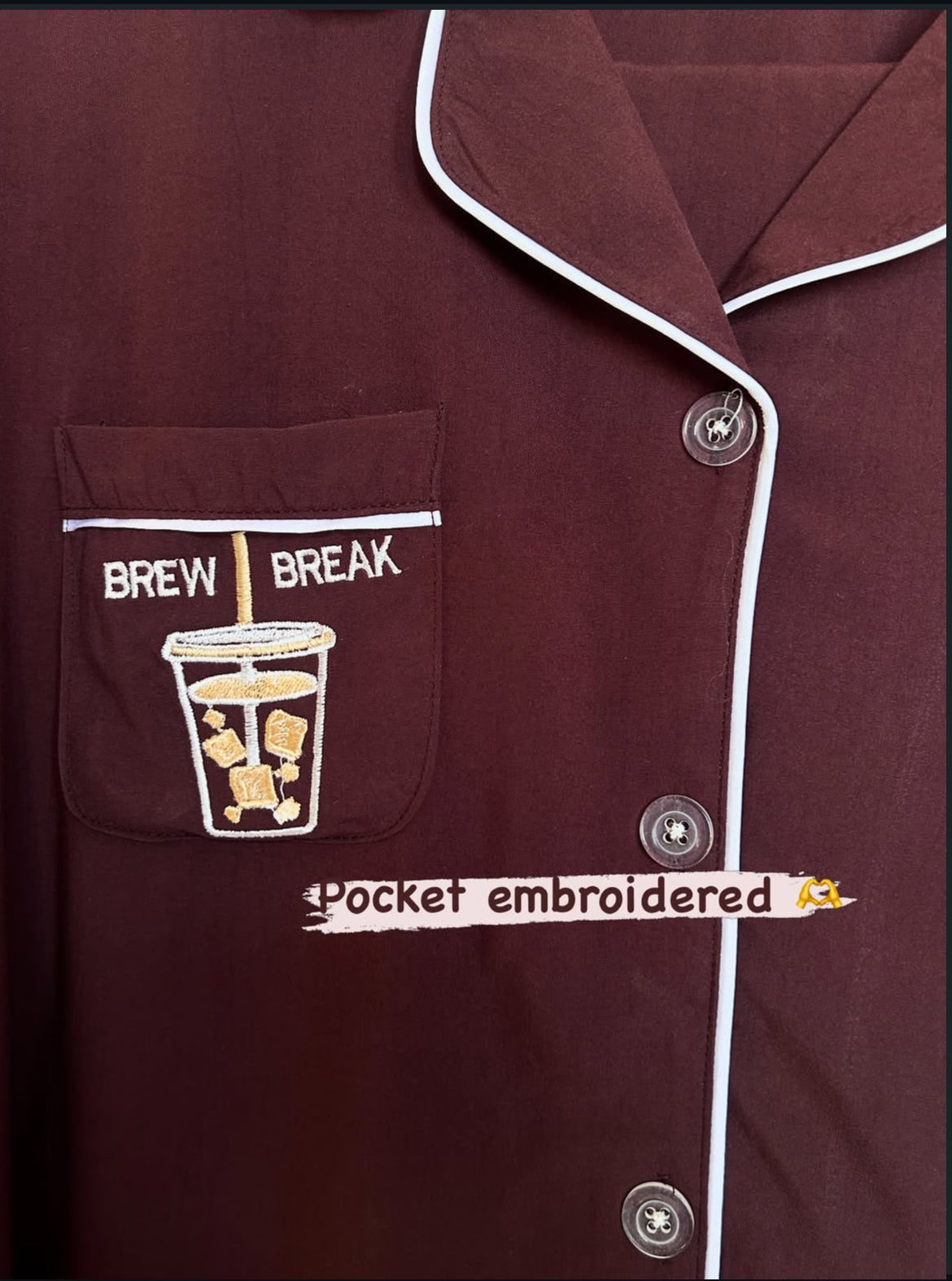 Brew break embroidered