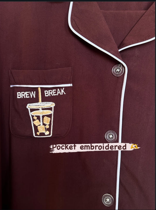 Brew break embroidered